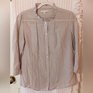 Banana Republic Greige Silk-blend Blouse with Ruffled Collar